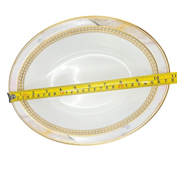 Minton Alabaster & Gold Oval Vegetable Bowl Royal Doulton 1990s Vintage - Picture 7 of 15